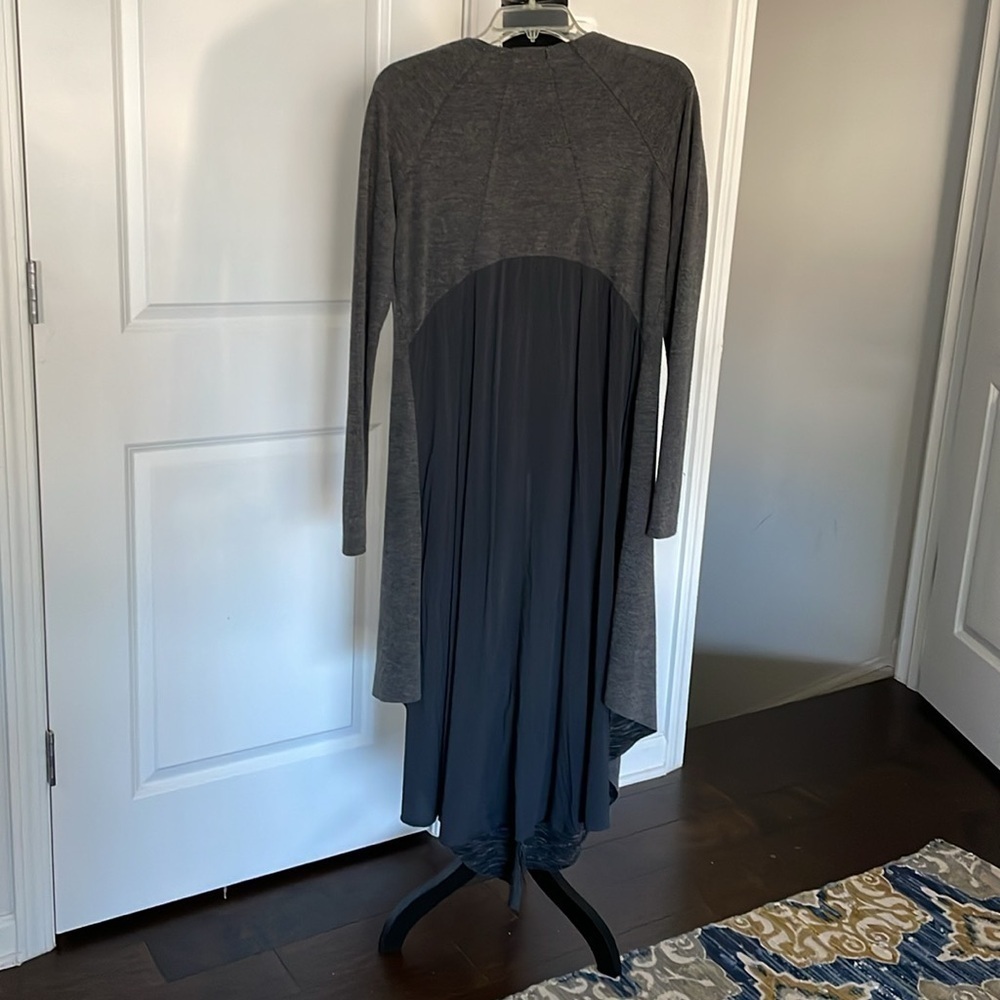Anama Maxi Duster SizeM Gray Knit Multifabric Bohemian Edgy Normcore Casual Chic - Picture 2 of 11